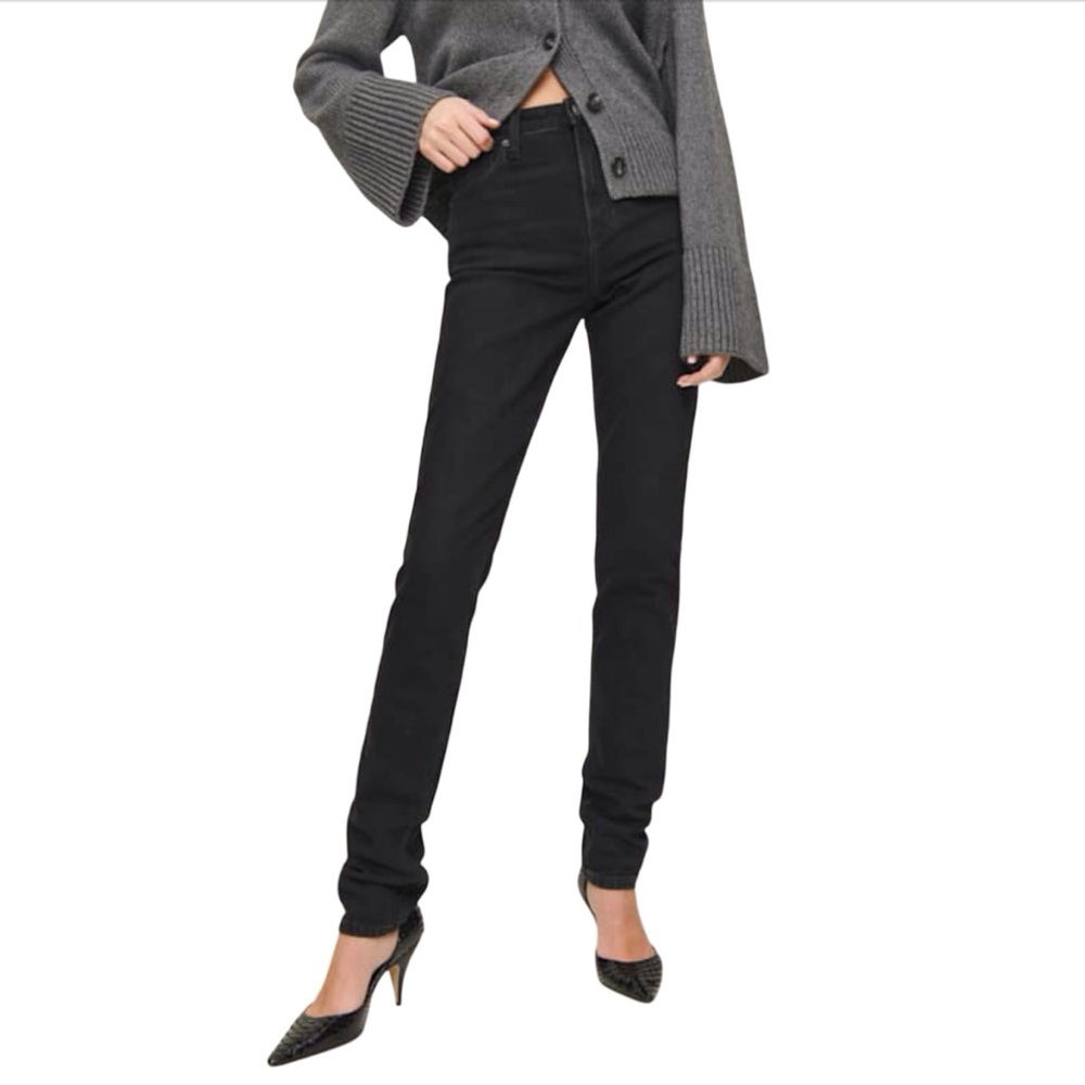 Reformation Etta High Rise Stacked Slim Black Jeans Size 34
